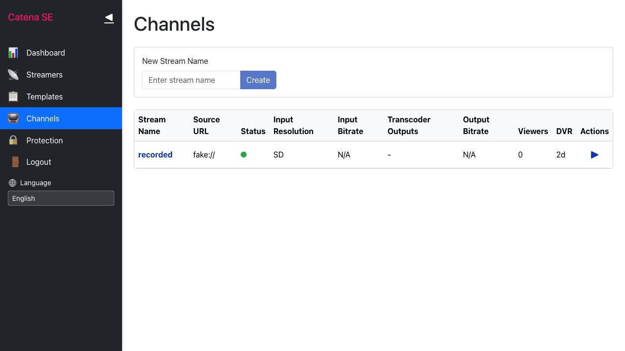 Channels list